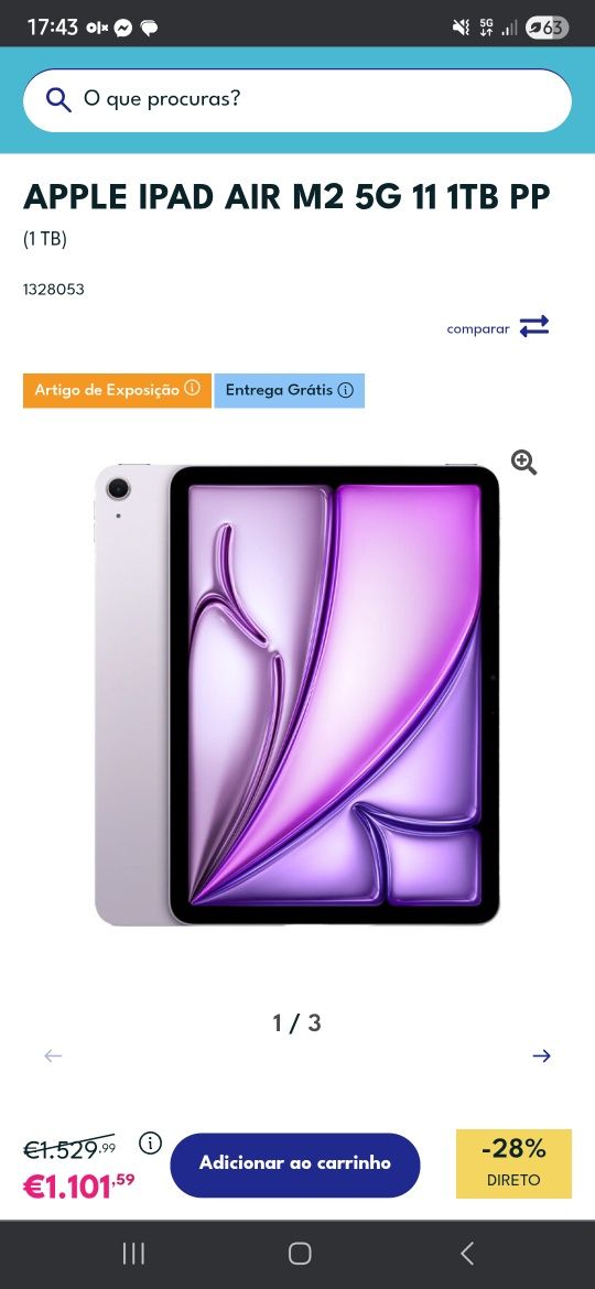iPad Air M2 1TB SELADO. Troca/Retoma. Fatura, garantia 3 anos