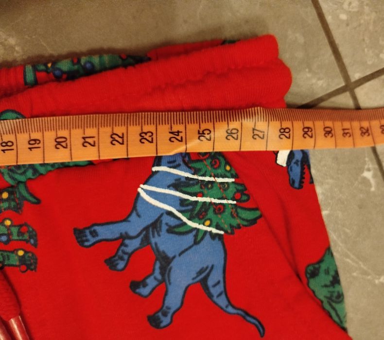 Spodnie chłopięce z dinozaurami motyw świąteczny