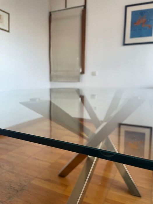 Mesa de vidro cristal temperado semi nova 110x200