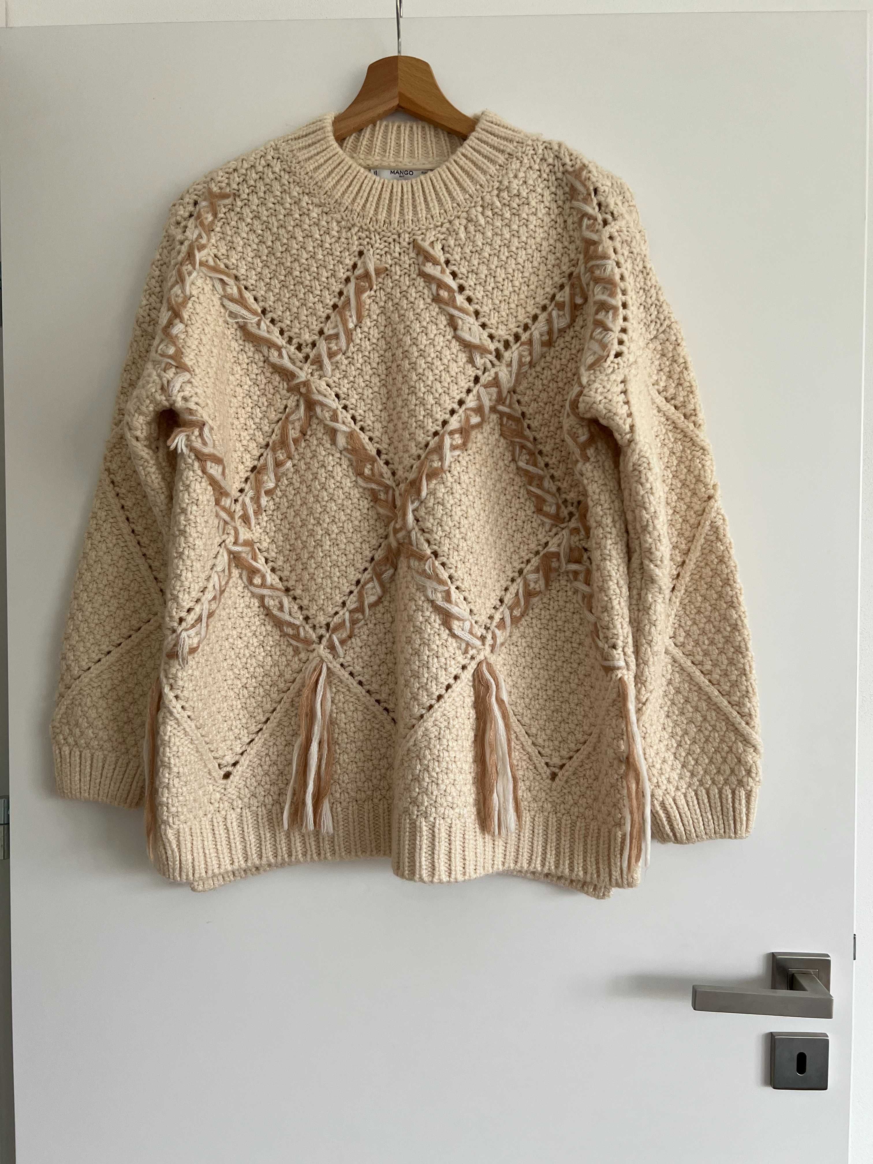 Sweter Mango L frędzle gruby splot Mango 40
