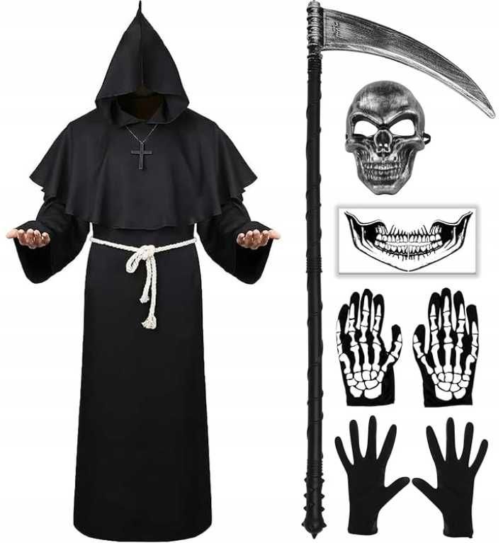 KOSTIUM MNICHA NA HALLOWEEN mnich strój kapłana + akcesoria Rozmiar L