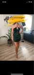 Asos letnia sukienka mini butelkowa zieleń satynowa wiązana s xs m