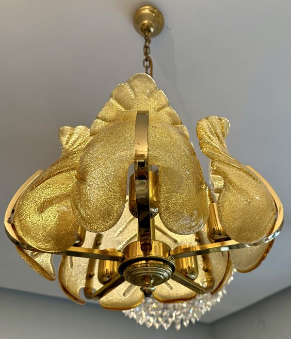 Carl Fagerlund elegancki zyrandol szklo murano 1970 Hollywood Regency