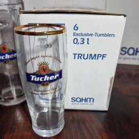 SAHM TRUMPF Tucher nowe kolekcjonerskie szklanki do piwa, nieużywane