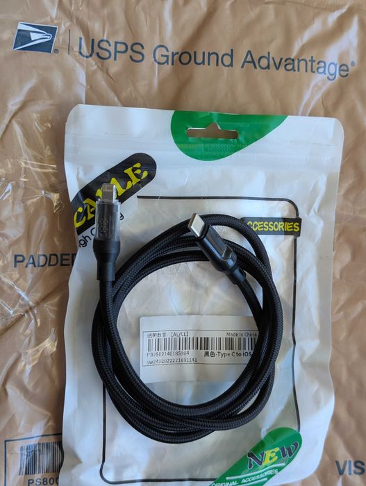 USA 1 м з Дисплеєм міцний плетений кабель 3A USB C to Lightning