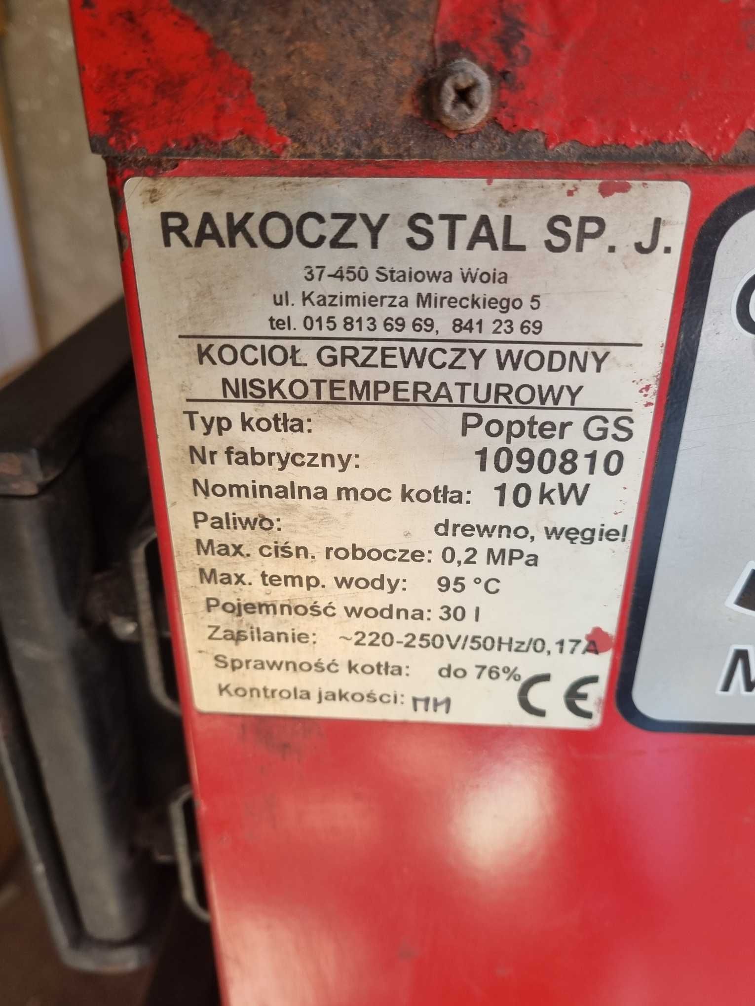 Piec Popter GS 10kW, drewno, węgiel