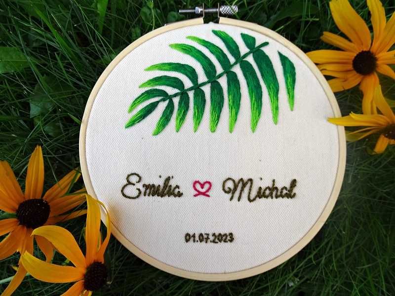 Haft ręczny palma Prezent ślubny dla młodej pary Podziękowanie rodzice