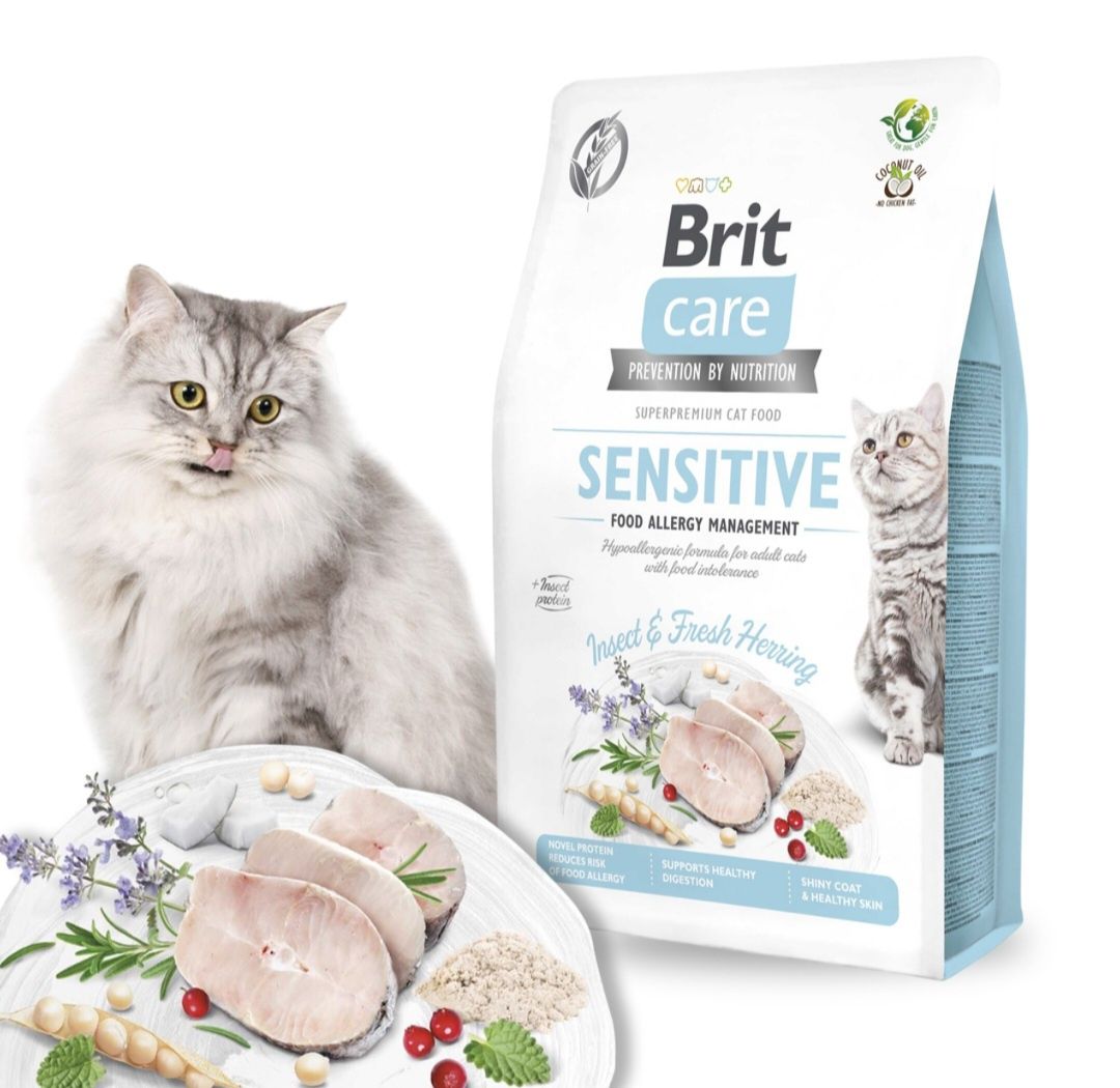 Brit Sensitive 2kg + Gratis, Allergy Insect Herring Koty Wrażliwe