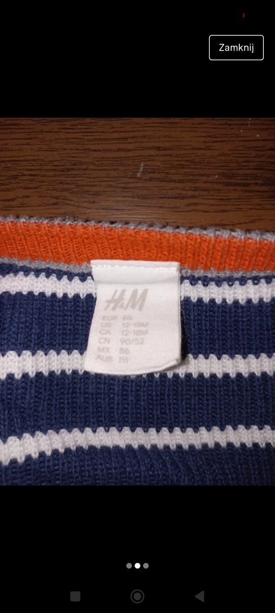 Sweterek chłopięcy H&M r. 86