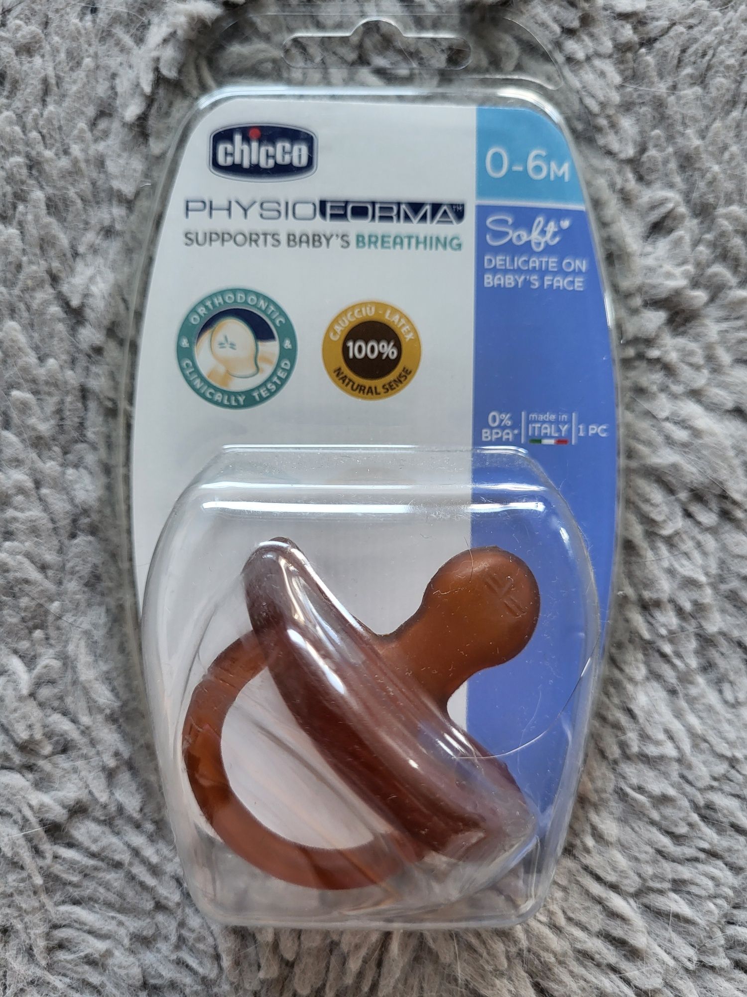 Chicco smoczek uspokajający kauczukowy 0-6m