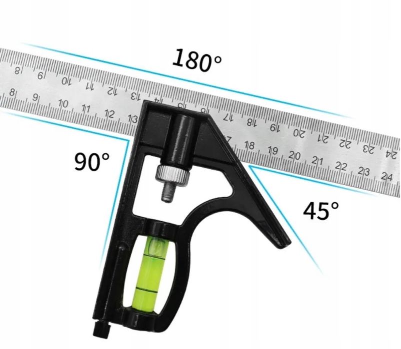 Profesjonalny Kątownik Stolarski z Poziomicą i Ołówkiem 300mm