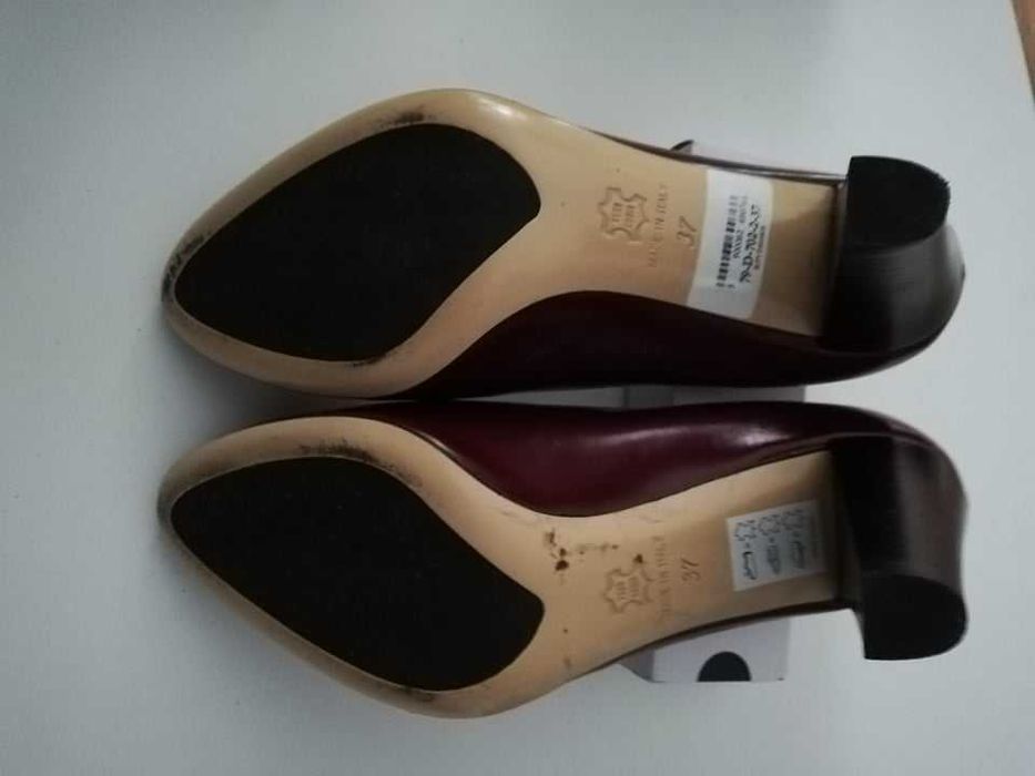 Czółenka skóra naturalna bordowe (burgund) roz. 37