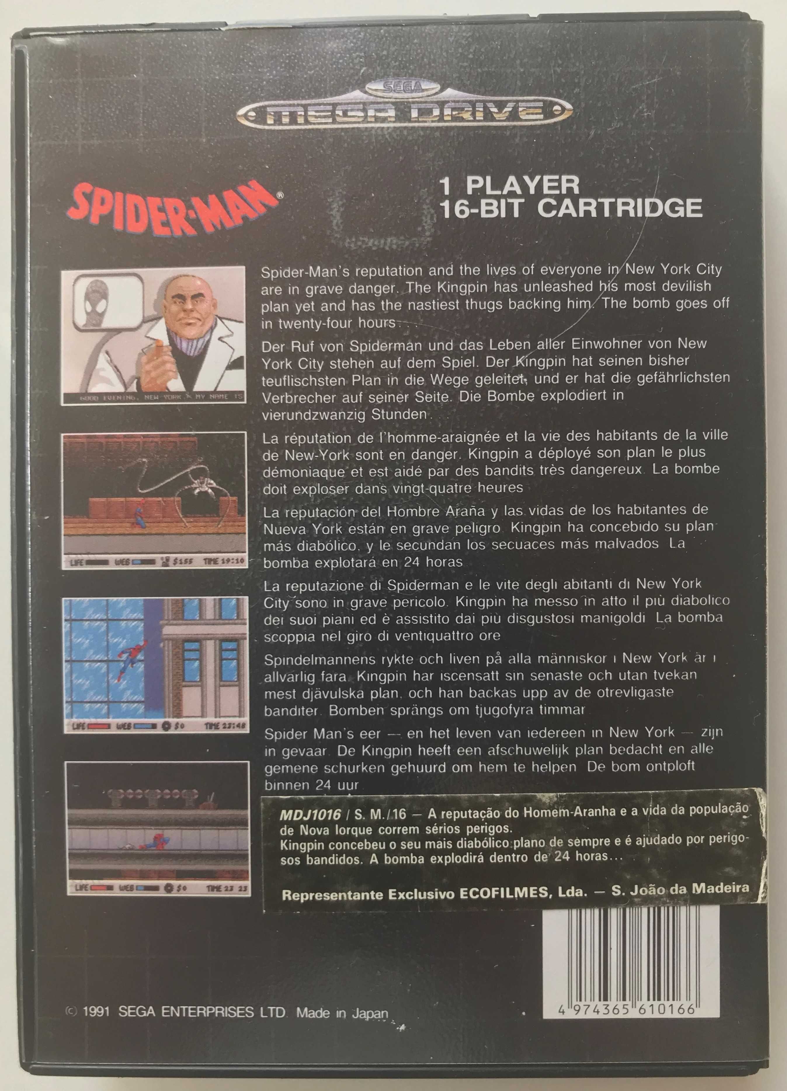 Jogo SEGA MEGADRIVE "Spider-Man" Original e completo / 1991