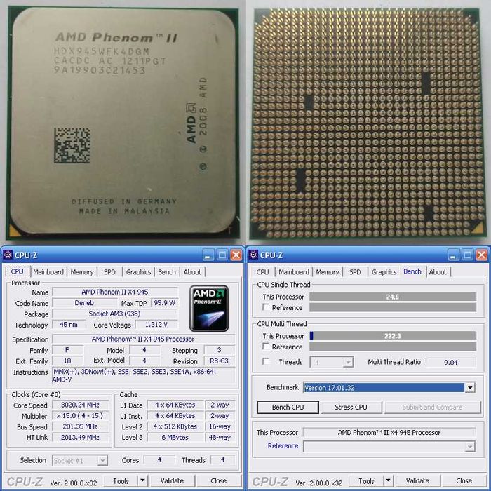 Комплект Phenom II X4 945 + ASUS Radeon HD6670 + GA-780T-D3L
