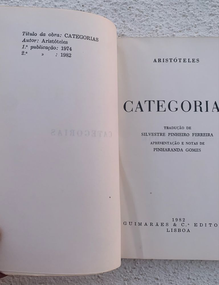 Categorias de: Aristóteles 1982