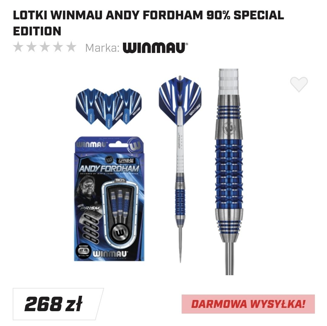 Lotki rzutki Winmau Andy Fordham Special Edition - 24g