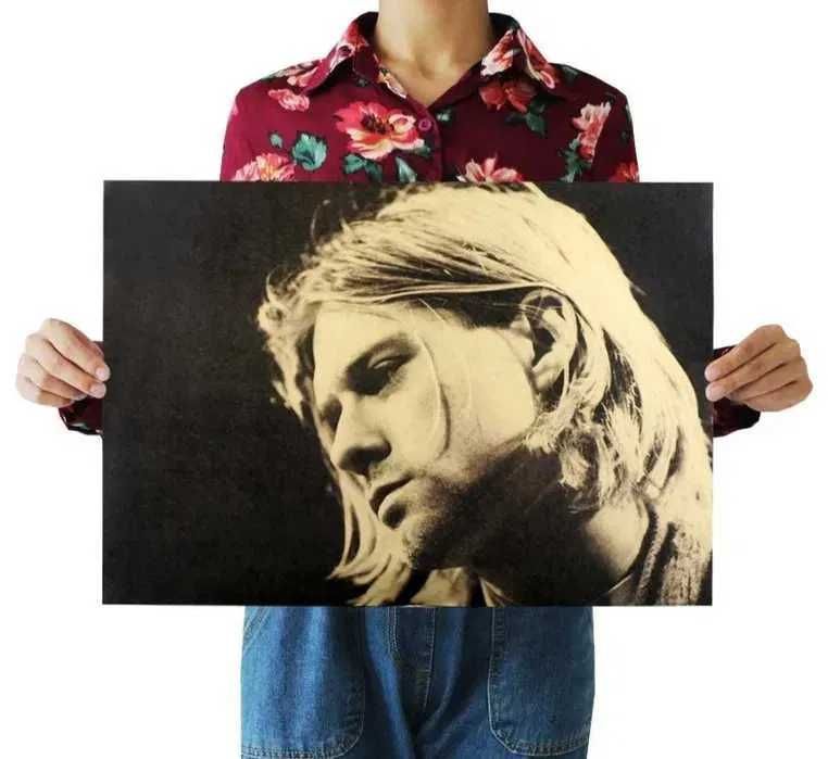 Плакат постер декор на крафт бумаге рок легенда Курт Кобейн Nirvana