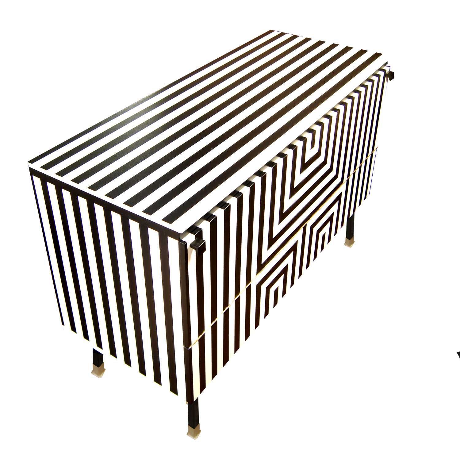 Bieliźniarka skrzynia na pościel komoda vintage prl Op Art