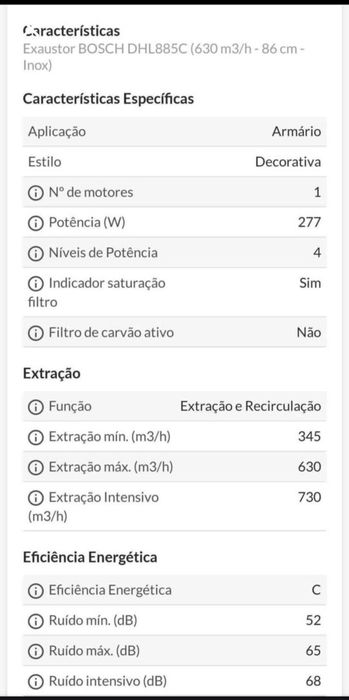 Exaustor Bosch 86cm Inox (encastre) NOVO
