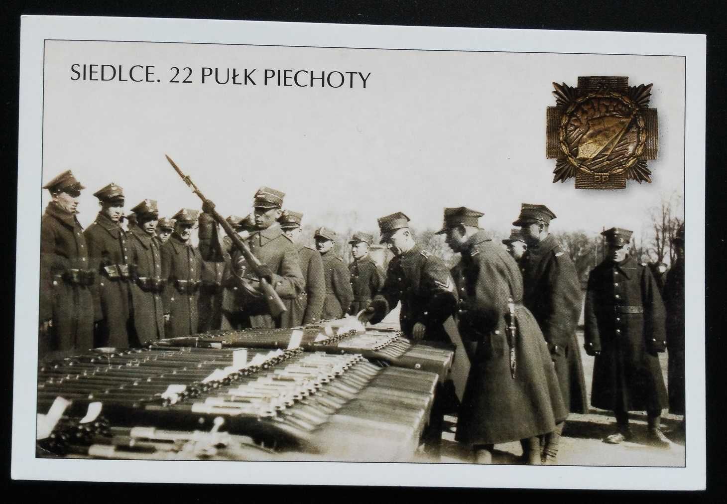 Pocztówka Militaria 22. Pułk Piechoty Siedlce 1939 r. reprint