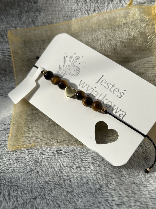 Bransoletka tygrysie oko na czarnym sznureczku