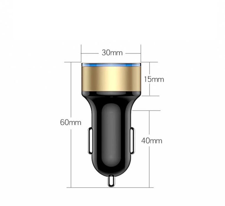 Carregador de Isqueiro Duplo USB 3.1 com voltímetro novo