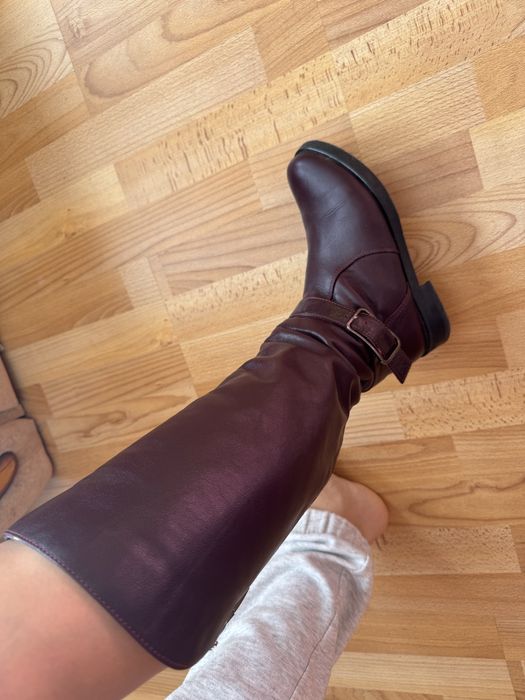 Сапожки шкіряні 36 р, бургунді, осінь/зима