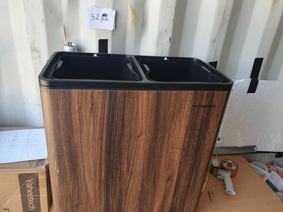 Kosz na śmieci  2 x 30 l , metalowy, plastikowymi wiaderkami ,orzech