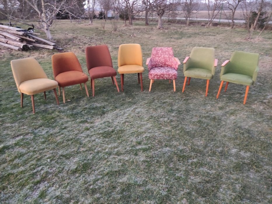 Fotel krzesło kubełkowe klubowe patyczak vintage retro PRL DDR art dec