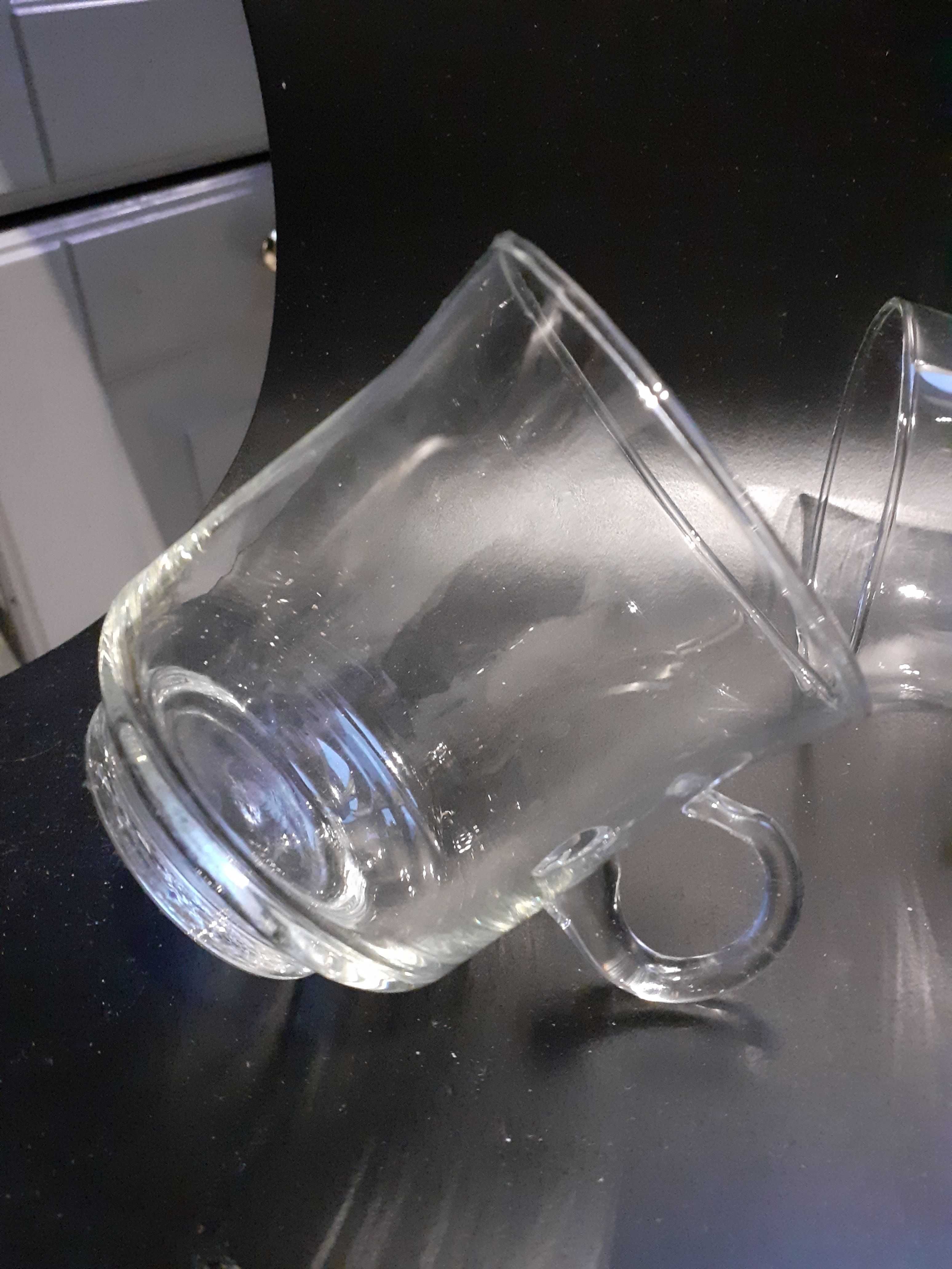 szklanki PRL z giętym uchem transparentne Ząbkowice