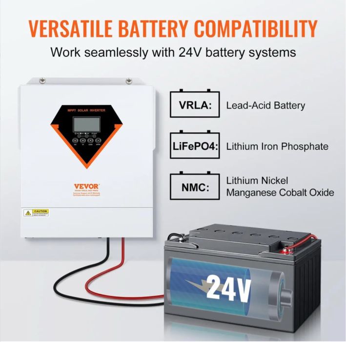Гібридний інвертор VEVOR EML3500-24L | 3500 Вт 24В
