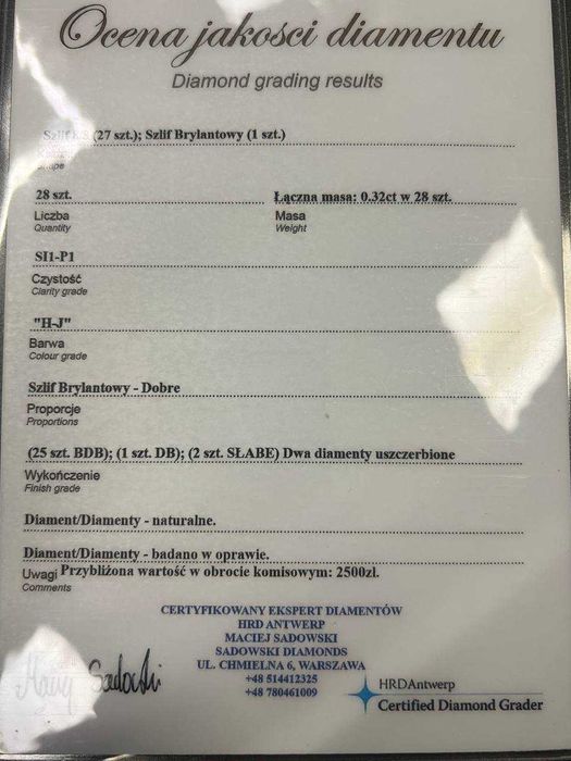 Złoty pierścionek z brylantami 0.32 ct