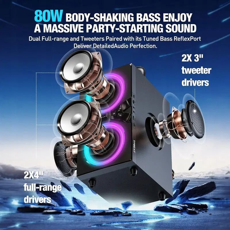 Głośnik Bluetooth TPBEAT Stereo 80W
