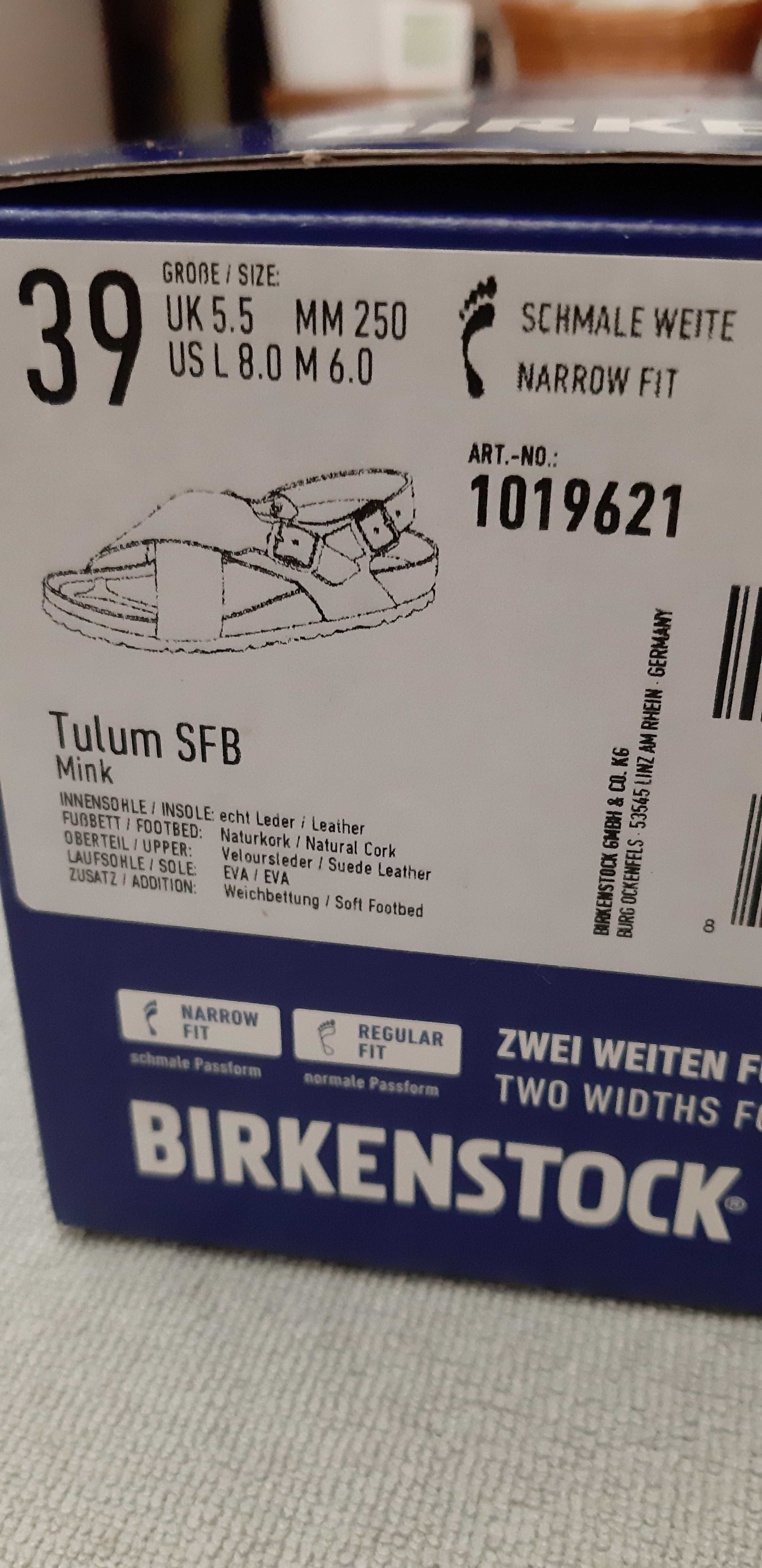 BIRKENSTOCK Sandały damskie Tulum SFB, kolor norek, skóra, nowe