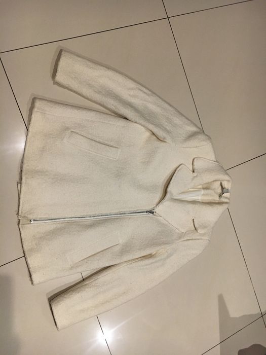 Kurtka ZARA płaszczyk S płaszcz krótki ramoneska wełna biały ecru