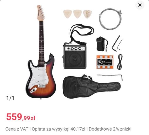 Gitara elektryczna leworęczna ze statywem