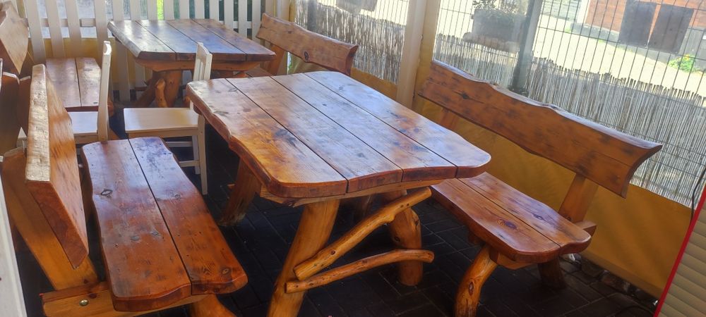 Komplet ogrodowy drewniany stół+ ławy, meble ogrodowe meble ogrodowe