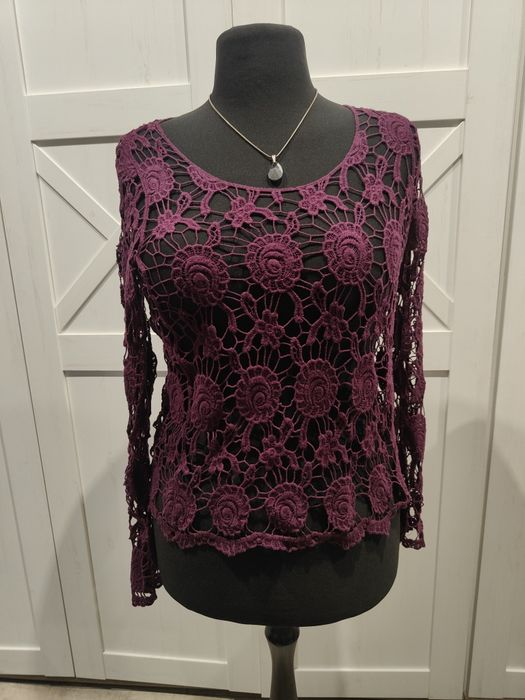 Bluzka narzuta sexy koronkowa na strój kąpielowy wzór na lato S