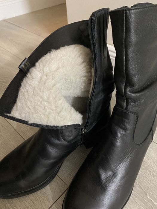 Шкіряні чобітки/ботінки на овчині, зимові