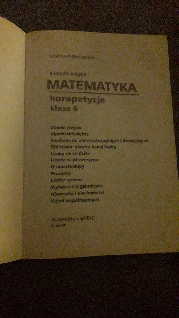 Matematyka klasa 6 korepetycje tanio