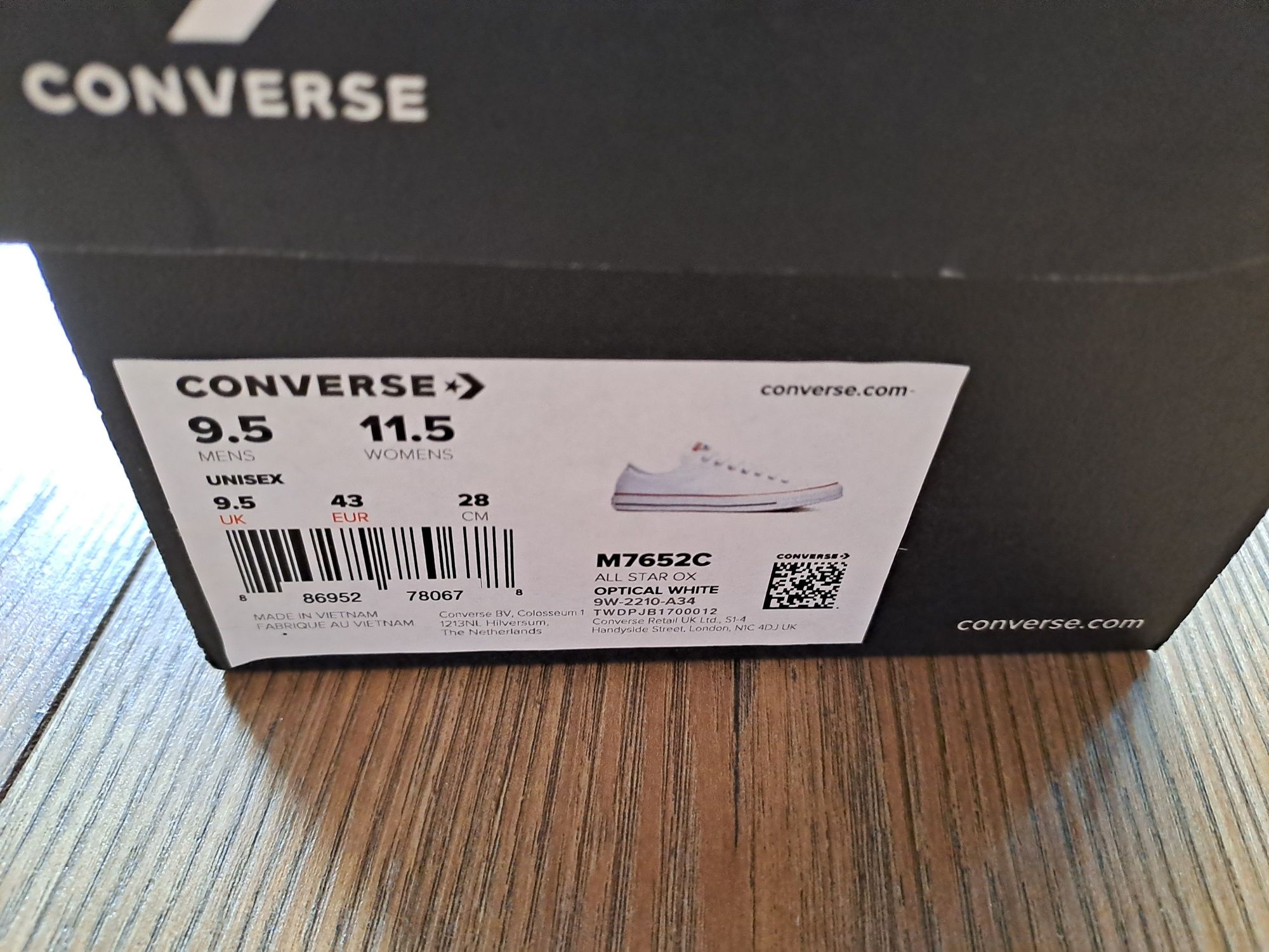 Trampki Converse białe nowe M7652C 43eur 28cm