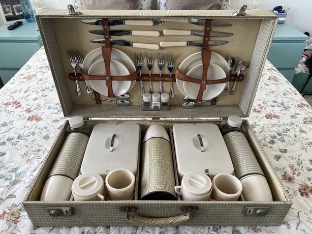 Cesto mala de piquenique SIRRAM 1950 - conjunto para 6 pessoas