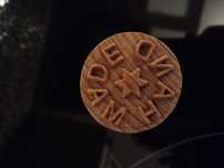 Drewniana pieczątka Hand Made, stempel do ciasta, modeliny