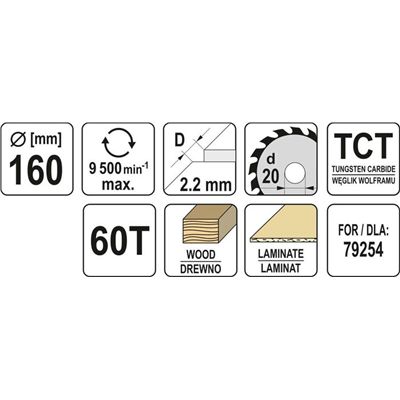 Tarcza Piła Widiowa Do Drewna 160X60Tx20Mm Yato