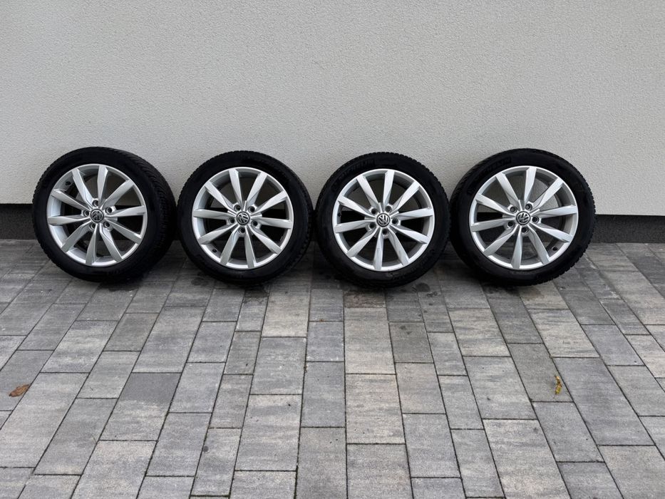 Oryginalne koła 17" 5x112 VW Skoda Audi Seat opony zimowe Michelin