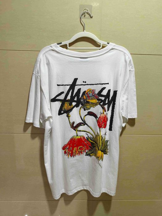 Stussy,Męska biała koszulka z nadrukiem letnim, rozmiar L