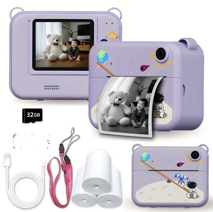 Дитячий фотоапарат з миттєвим друком, іграми та селфі. Різні моделі