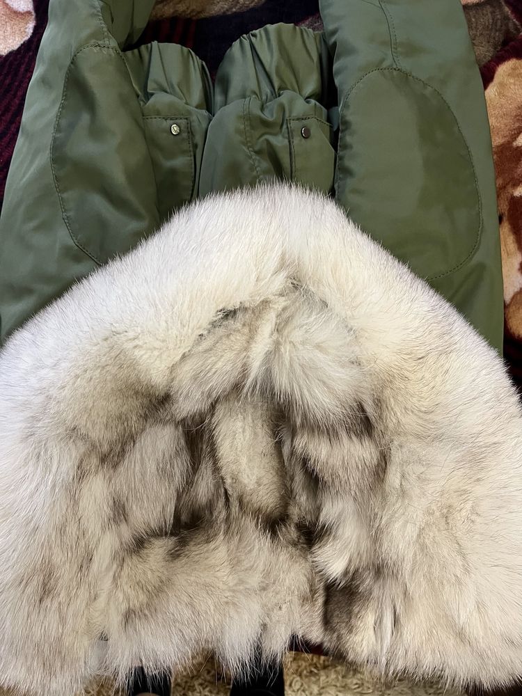Бомбер зимовий куртка з натуральним хутром песець