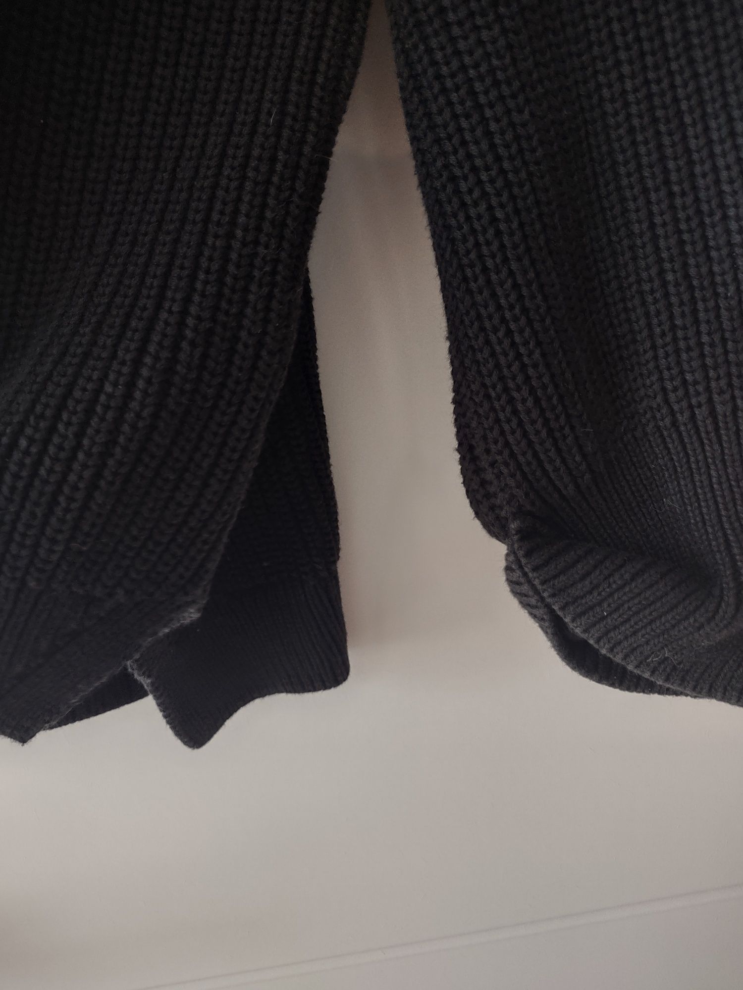 Sweter r.XL ciepły miękki długi czarny jesień dzianina  bawełnia
