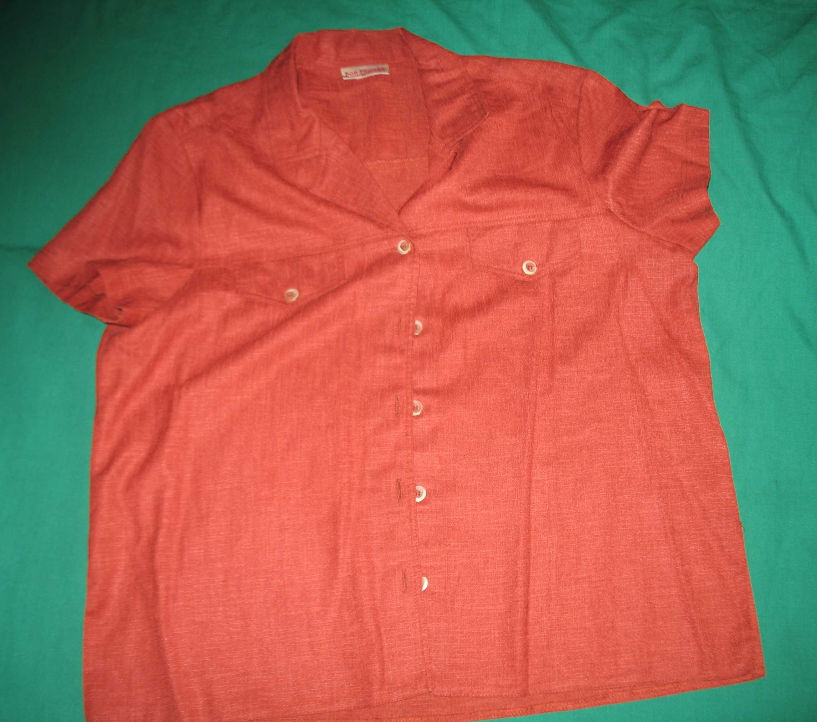 Рубашка блуза с коротким рукавом Bon Marche  разм 48 кирпичного цвета